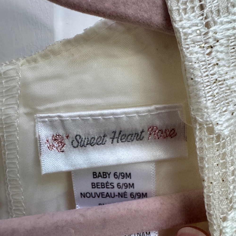 NWOT Sweet Heart Rose 6-9M Formal Girls Cream & Gold Tank Top Holiday Dress - Picture 2 of 6